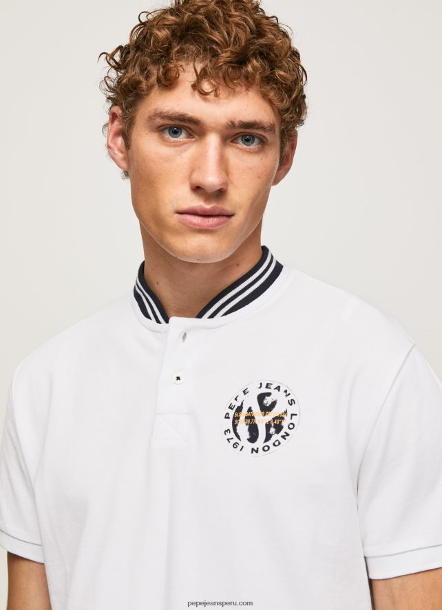 hombres polo de piqué con cuello de béisbol Pepe Jeans 44JTZ1087 blanco - Imagen 3