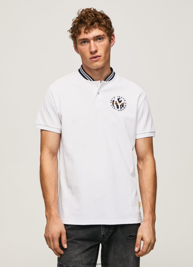 hombres polo de piqué con cuello de béisbol Pepe Jeans 44JTZ1087 blanco - Imagen 1