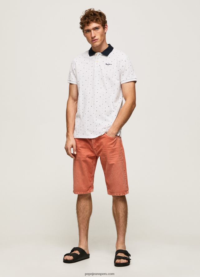 hombres polo de piqué con estampado integral Pepe Jeans 44JTZ1094 blanco - Imagen 2