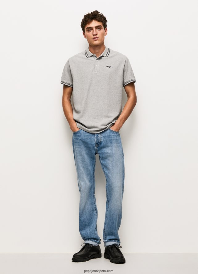 hombres polo de piqué con logo bordado Pepe Jeans 44JTZ1077 gris marga - Imagen 2