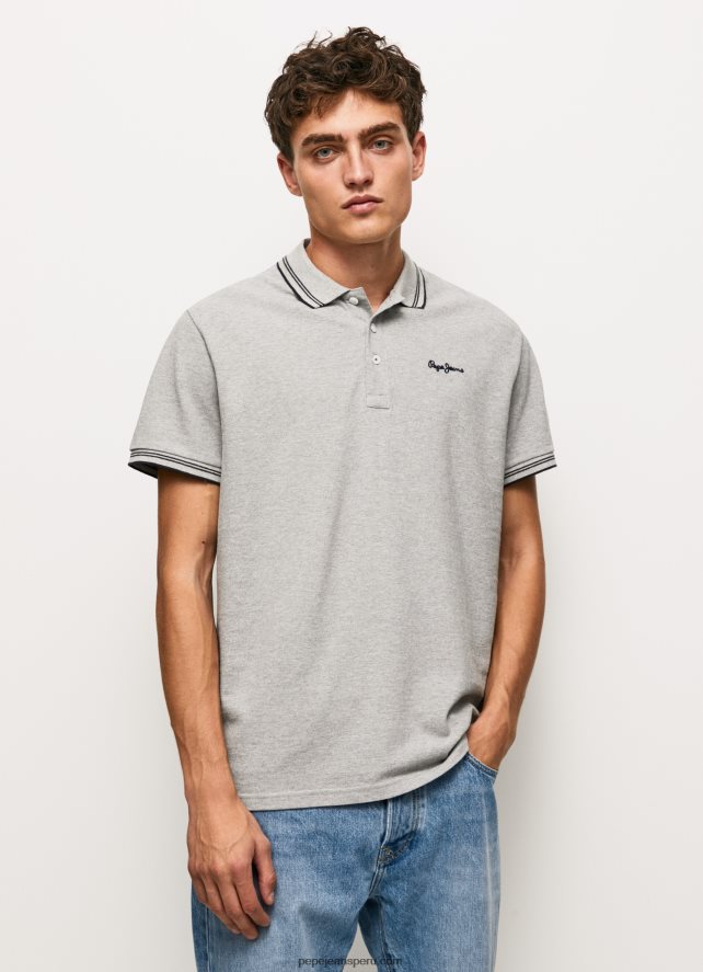 hombres polo de piqué con logo bordado Pepe Jeans 44JTZ1077 gris marga - Imagen 3