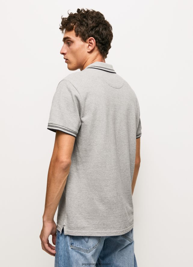 hombres polo de piqué con logo bordado Pepe Jeans 44JTZ1077 gris marga - Imagen 4