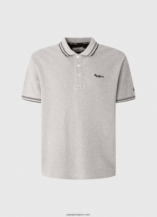 hombres polo de piqué con logo bordado Pepe Jeans 44JTZ1077 gris marga - Imagen 5