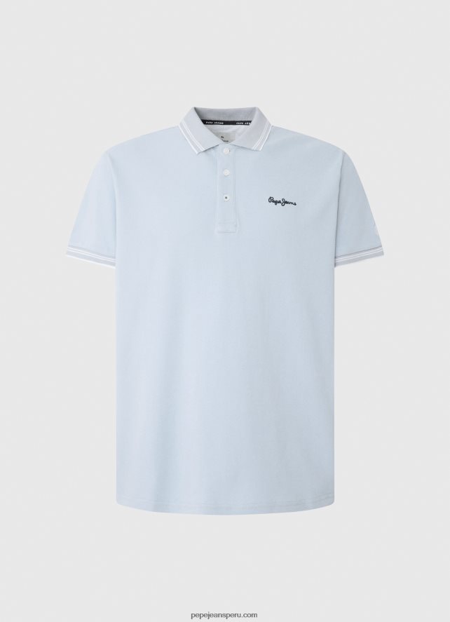 hombres polo de piqué con logo bordado Pepe Jeans 44JTZ1080 blanqueador azul - Imagen 5