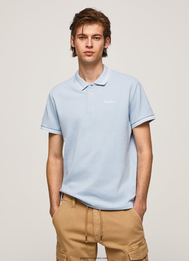 hombres polo de piqué con logo bordado Pepe Jeans 44JTZ1080 blanqueador azul - Imagen 1