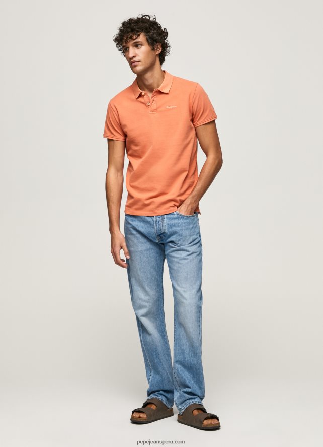 hombres polo de piqué con logo bordado Pepe Jeans 44JTZ1095 calabaza naranja - Imagen 2