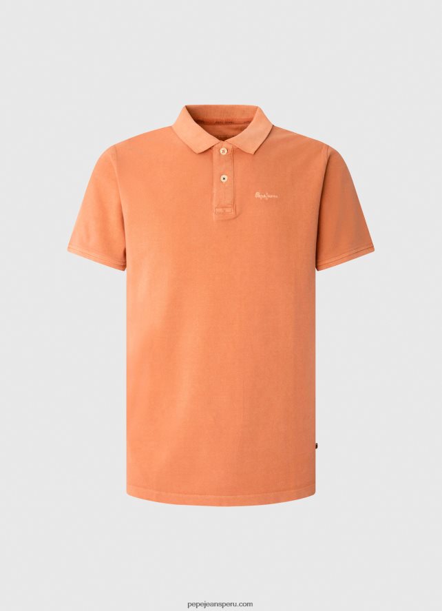 hombres polo de piqué con logo bordado Pepe Jeans 44JTZ1095 calabaza naranja - Imagen 5