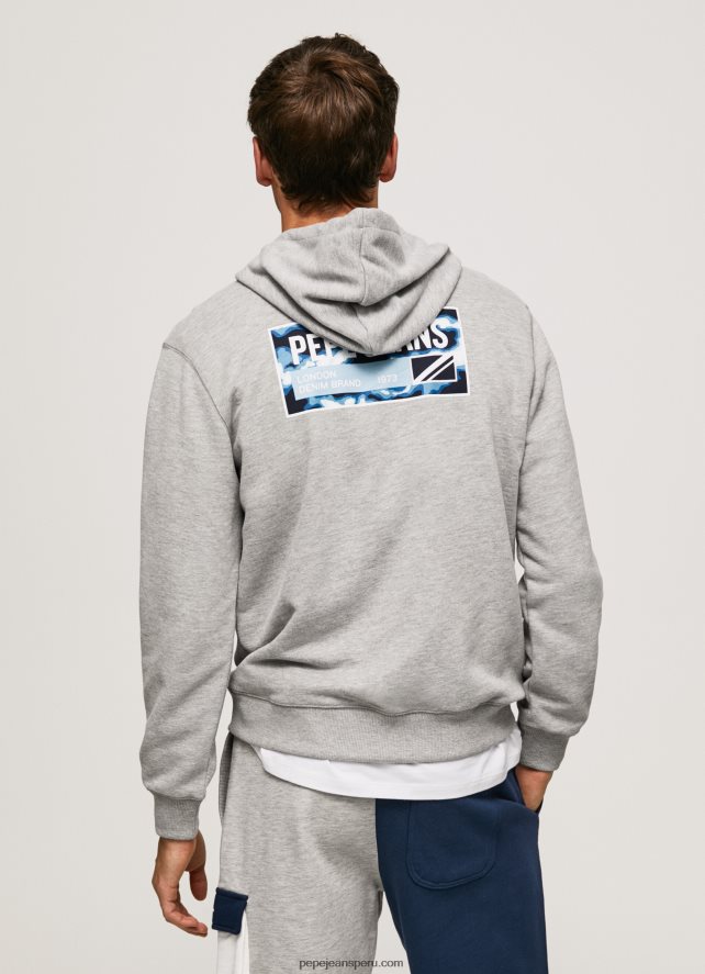 hombres sudadera con capucha de algodón ajustable Pepe Jeans 44JTZ896 gris marga - Imagen 4