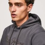 hombres sudadera con capucha de algodón Pepe Jeans 44JTZ875 negro lavado
