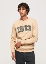 hombres suéter con logo 1973 Pepe Jeans 44JTZ889 piedra - Imagen 3