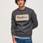 hombres suéter con logo bordado Pepe Jeans 44JTZ872 negro lavado