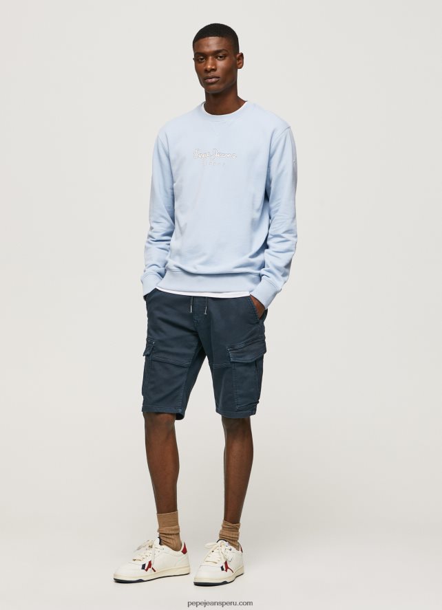hombres suéter con logo estampado Pepe Jeans 44JTZ876 blanqueador azul - Imagen 2