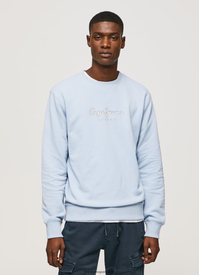 hombres suéter con logo estampado Pepe Jeans 44JTZ876 blanqueador azul - Imagen 3
