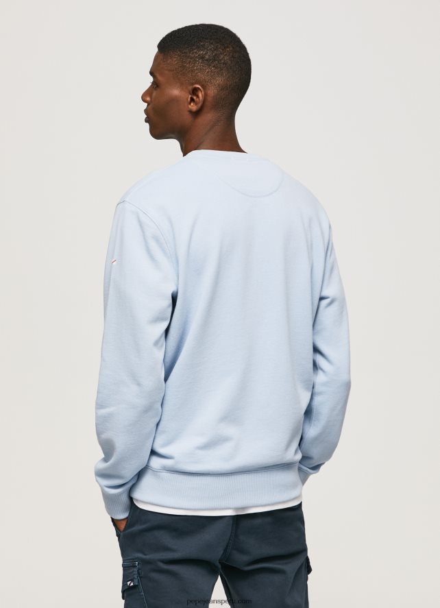 hombres suéter con logo estampado Pepe Jeans 44JTZ876 blanqueador azul - Imagen 4