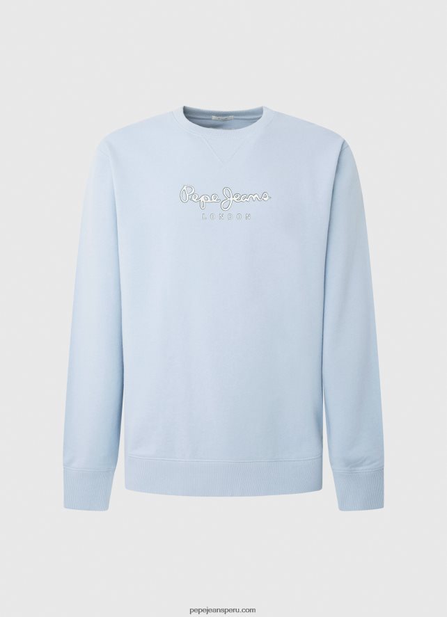 hombres suéter con logo estampado Pepe Jeans 44JTZ876 blanqueador azul - Imagen 5