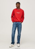 hombres suéter con logo estampado Pepe Jeans 44JTZ890 estudio rojo - Imagen 2