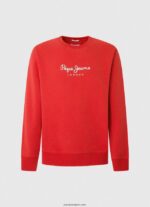 hombres suéter con logo estampado Pepe Jeans 44JTZ890 estudio rojo - Imagen 5