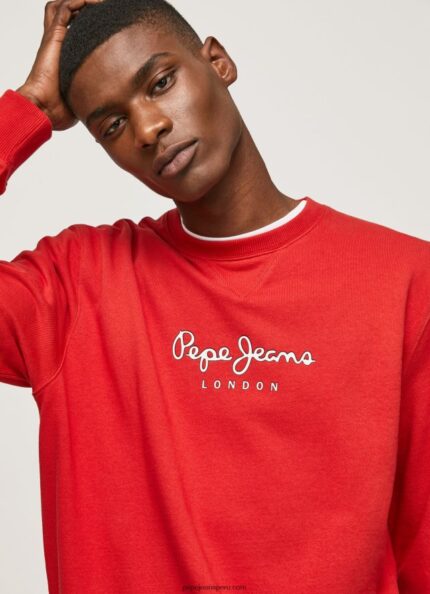 hombres suéter con logo estampado Pepe Jeans 44JTZ890 estudio rojo