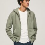hombres suéter con logo y cremallera Pepe Jeans 44JTZ912 fundición