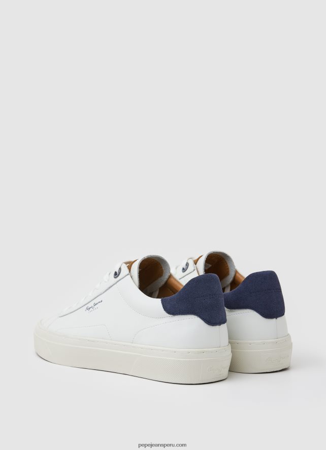 hombres zapatillas yogi originales de piel Pepe Jeans 44JTZ1186 blanco - Imagen 5