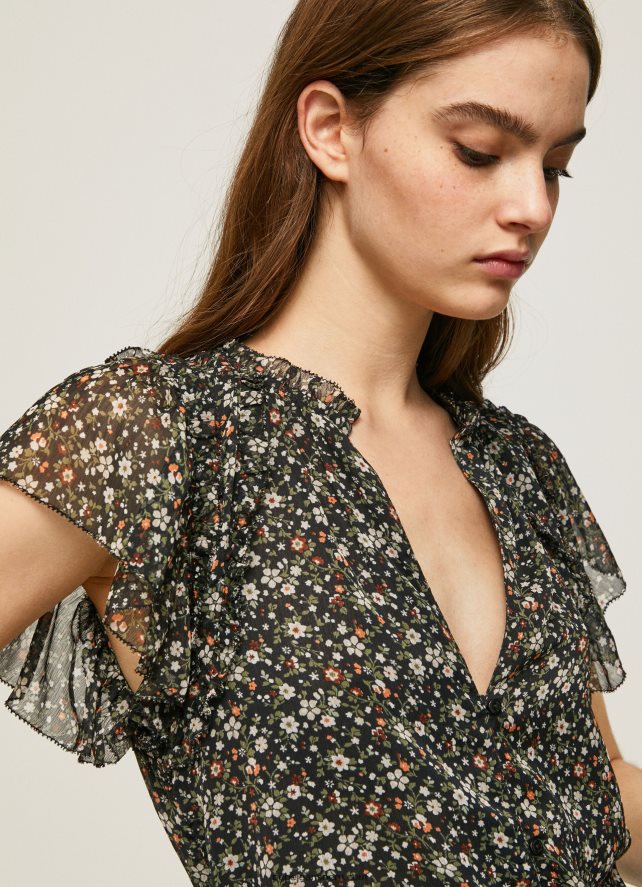 mujer blusa de gasa con estampado floral Pepe Jeans 44JTZ367 multi - Imagen 3