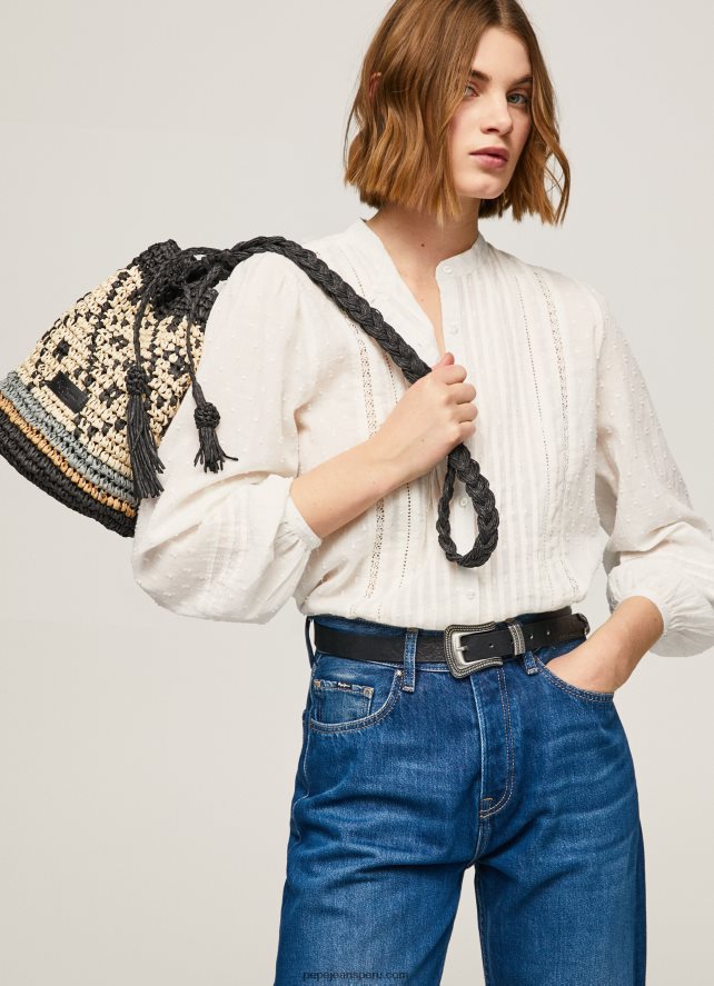 mujer_bolso_bombonera_de_paja_pepe_jeans_44jtz719_negro.jpg mujer bolso bombonera de paja Pepe Jeans 44JTZ719 negro - Imagen 1