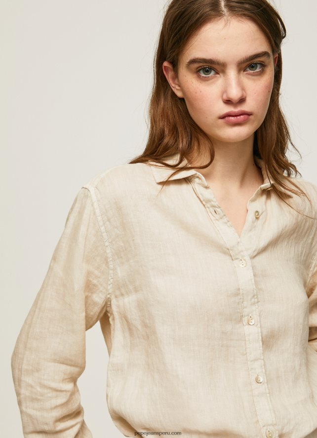 mujer camisa regular fit lisa Pepe Jeans 44JTZ359 suero de la leche - Imagen 3