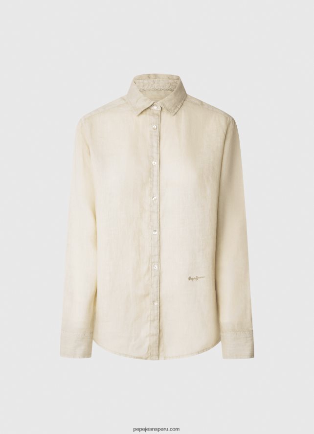 mujer camisa regular fit lisa Pepe Jeans 44JTZ359 suero de la leche - Imagen 5
