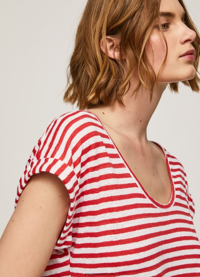 mujer_camiseta_con_estampado_de_rayas_pepe_jeans_44jtz446_estudio_rojo.jpg mujer camiseta con estampado de rayas Pepe Jeans 44JTZ446 estudio rojo - Imagen 1
