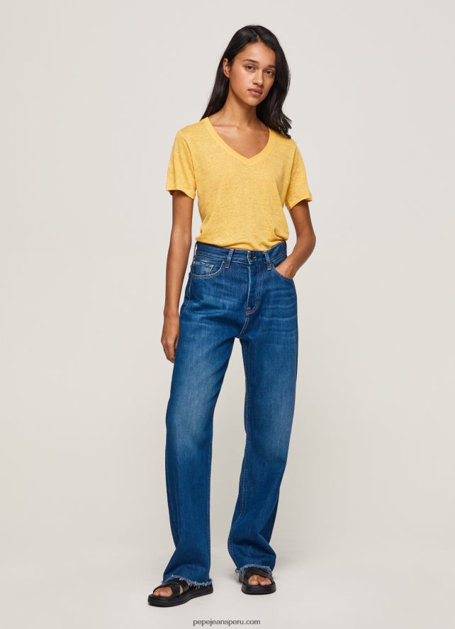 mujer camiseta de lino con cuello de pico Pepe Jeans 44JTZ453 brillar - Imagen 2