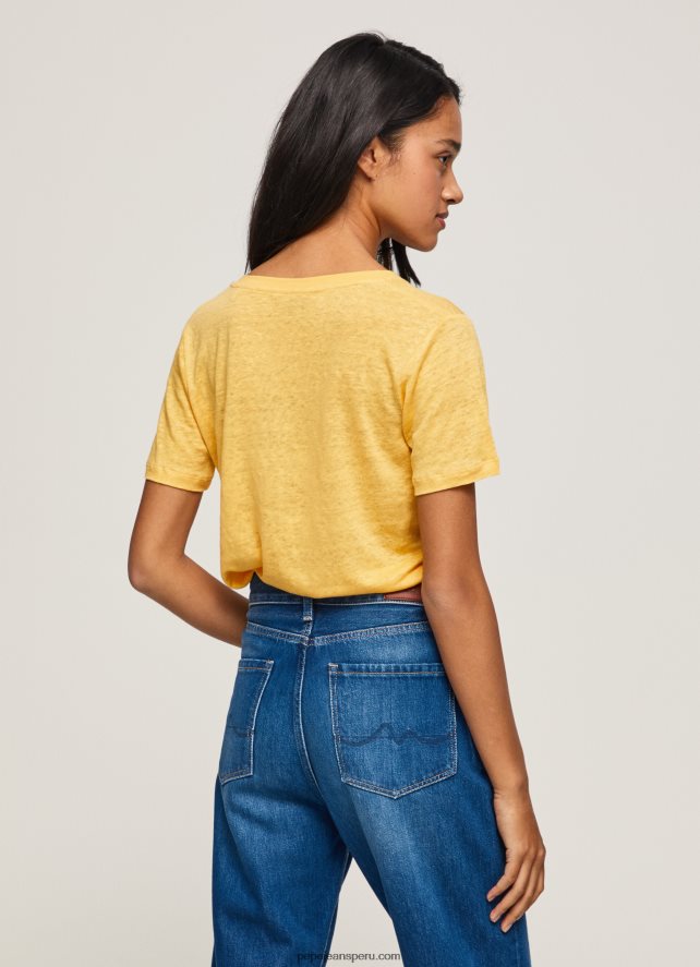 mujer camiseta de lino con cuello de pico Pepe Jeans 44JTZ453 brillar - Imagen 4