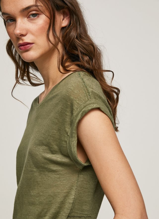 mujer camiseta de lino con manga sisa Pepe Jeans 44JTZ439 rango - Imagen 2