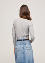 mujer camiseta de manga larga de algodón Pepe Jeans 44JTZ473 gris marga - Imagen 4