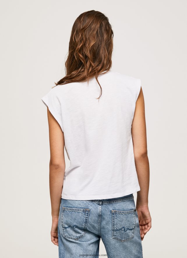 mujer camiseta jaspeada con mangas en la sisa Pepe Jeans 44JTZ409 blanco - Imagen 4