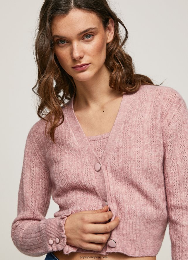 mujer_cardigan_con_cuello_en_v_calado_pepe_jeans_44jtz248_rosa_nublado.jpg mujer cárdigan con cuello en V calado Pepe Jeans 44JTZ248 rosa nublado - Imagen 1