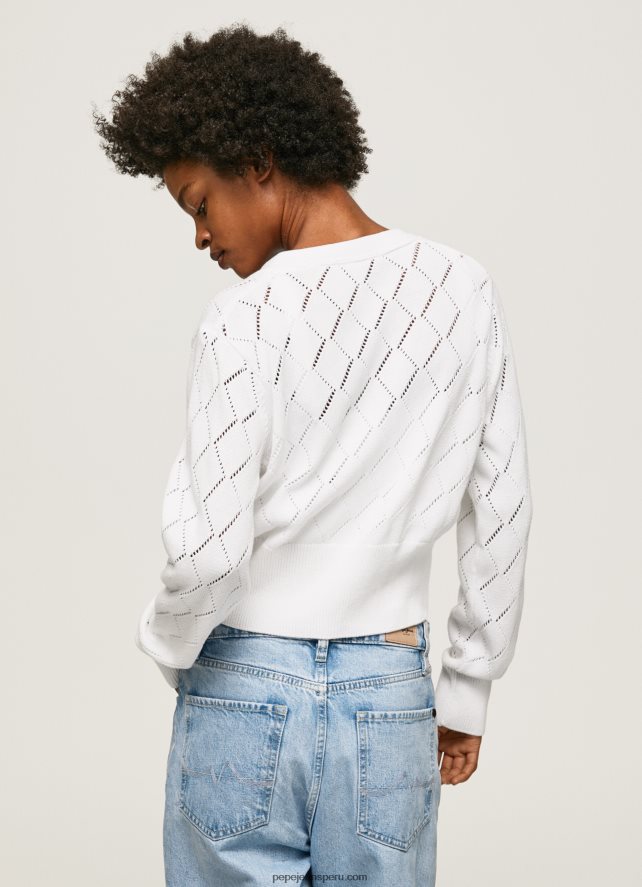 mujer cárdigan de algodón con flores bordadas Pepe Jeans 44JTZ231 blanco - Imagen 4