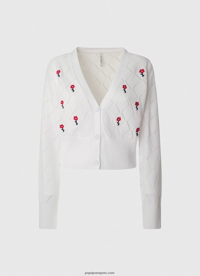 mujer cárdigan de algodón con flores bordadas Pepe Jeans 44JTZ231 blanco - Imagen 5