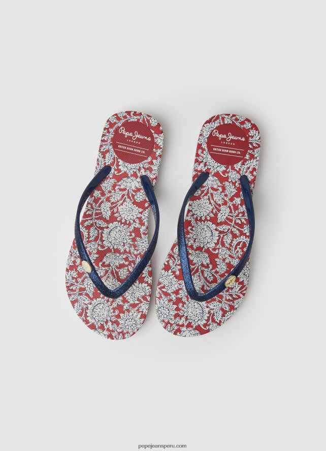 mujer chanclas de playa con motivo floral Pepe Jeans 44JTZ702 rojo - Imagen 2