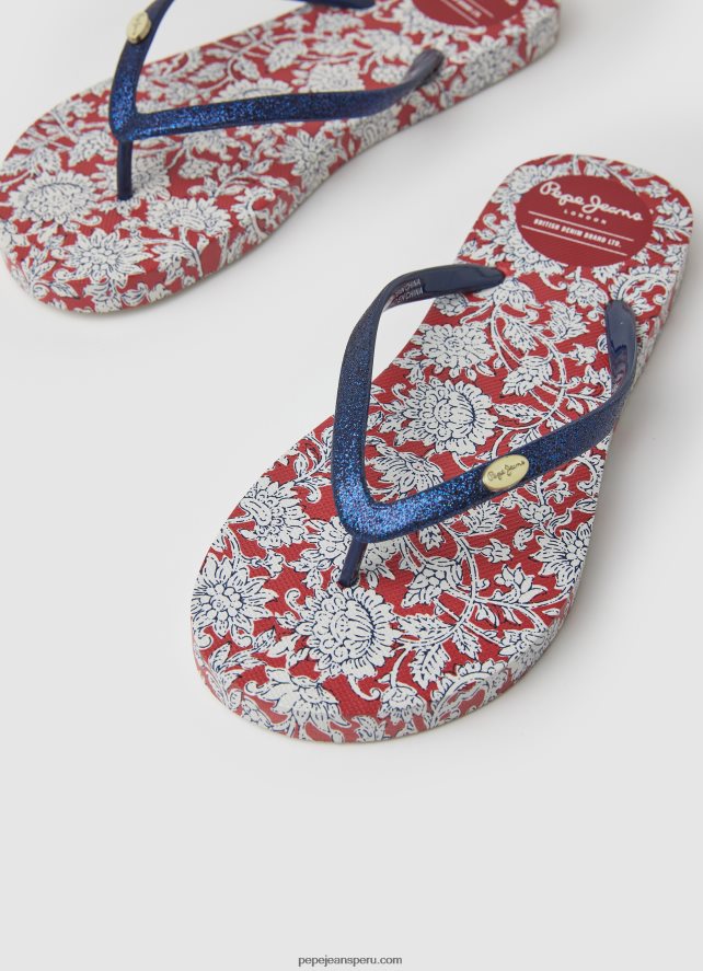 mujer chanclas de playa con motivo floral Pepe Jeans 44JTZ702 rojo - Imagen 3