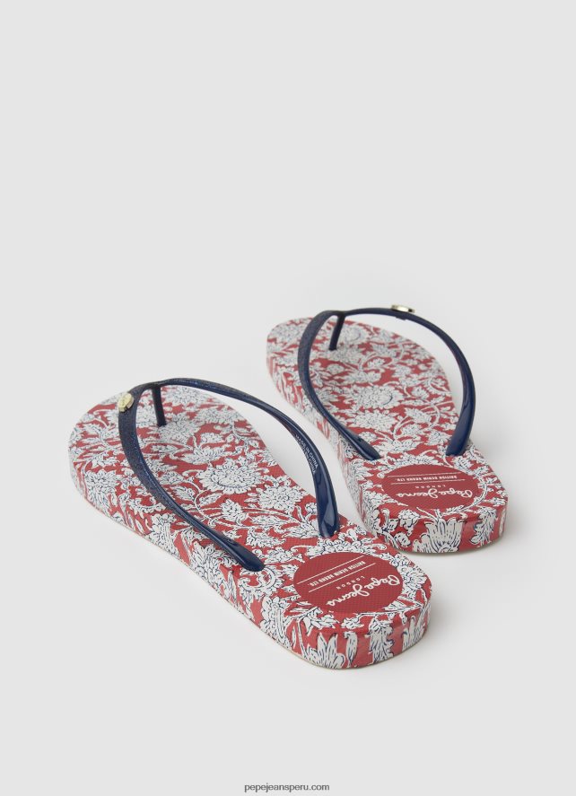 mujer chanclas de playa con motivo floral Pepe Jeans 44JTZ702 rojo - Imagen 4