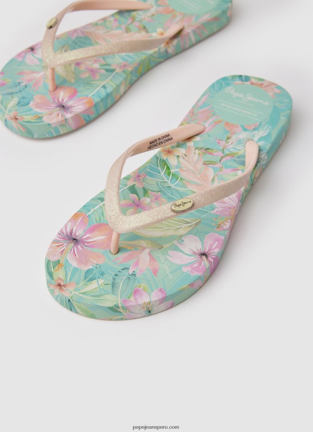 mujer chanclas de playa con rastrillo tropical Pepe Jeans 44JTZ703 mojito - Imagen 3