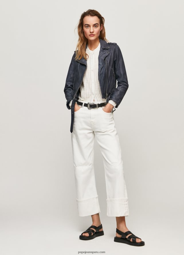 mujer chaqueta biker de piel de cordero Pepe Jeans 44JTZ113 océano - Imagen 2