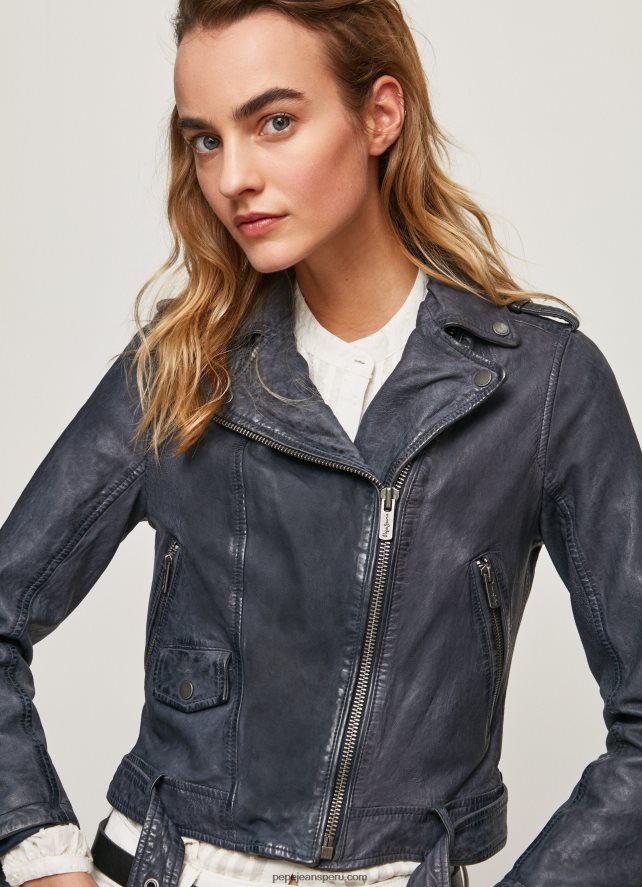 mujer chaqueta biker de piel de cordero Pepe Jeans 44JTZ113 océano - Imagen 3
