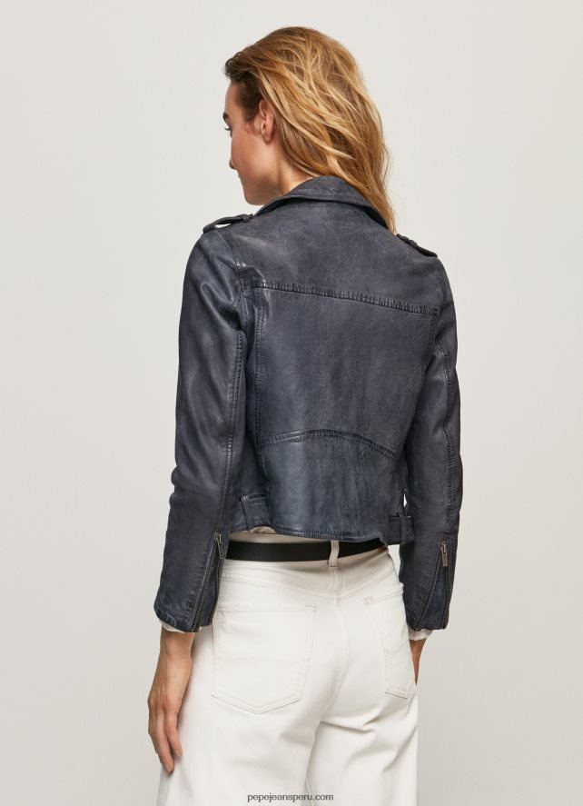 mujer chaqueta biker de piel de cordero Pepe Jeans 44JTZ113 océano - Imagen 4