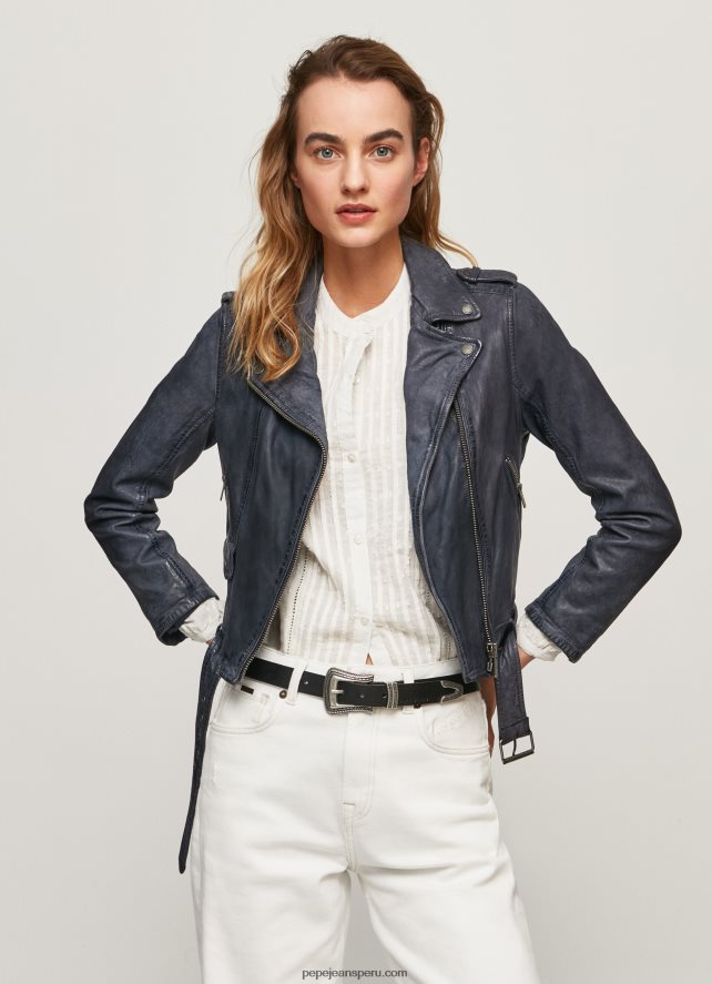mujer chaqueta biker de piel de cordero Pepe Jeans 44JTZ113 océano - Imagen 1