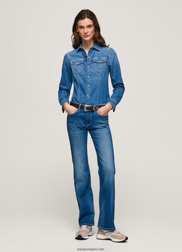 mujer jeans aubrey slim de tiro medio Pepe Jeans 44JTZ68 mezclilla - Imagen 1