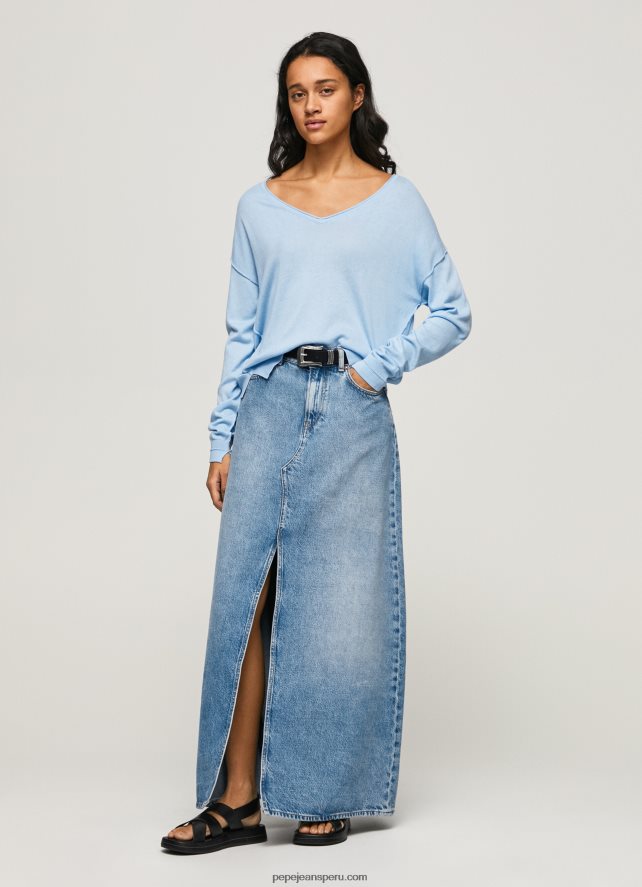 mujer jersey de ajuste holgado con escote en v Pepe Jeans 44JTZ249 bahía - Imagen 2
