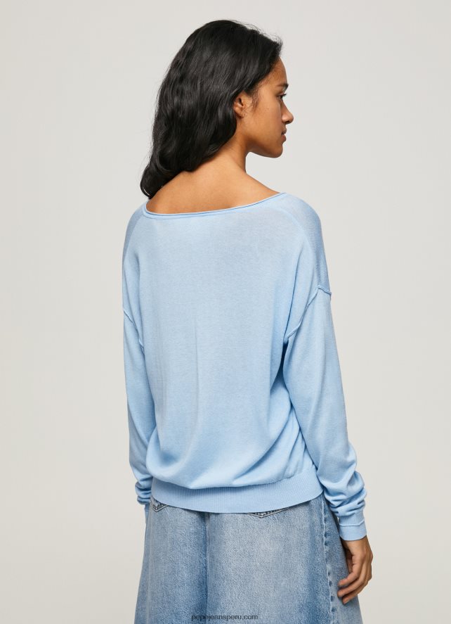 mujer jersey de ajuste holgado con escote en v Pepe Jeans 44JTZ249 bahía - Imagen 4