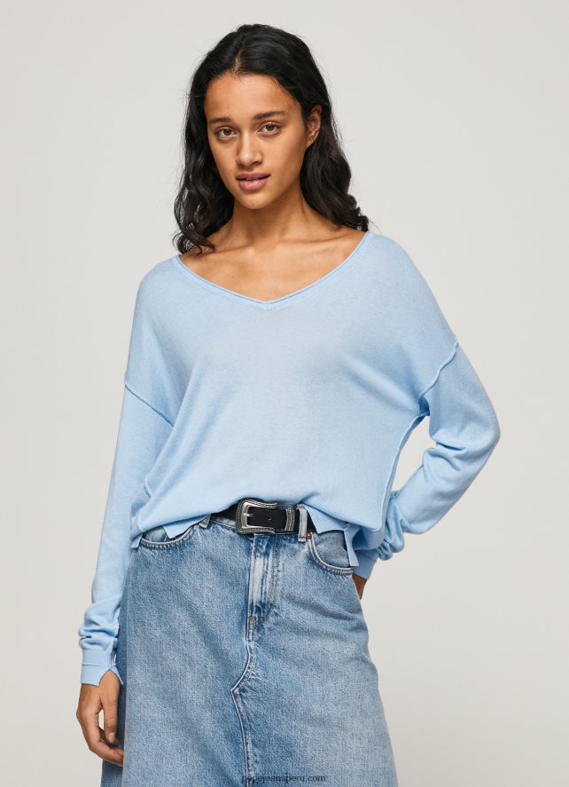 mujer jersey de ajuste holgado con escote en v Pepe Jeans 44JTZ249 bahía - Imagen 1
