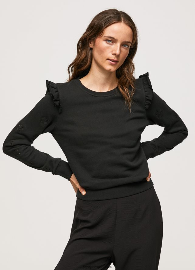 mujer_jersey_de_algodon_con_volantes_pepe_jeans_44jtz283_negro.jpg mujer jersey de algodón con volantes Pepe Jeans 44JTZ283 negro - Imagen 1